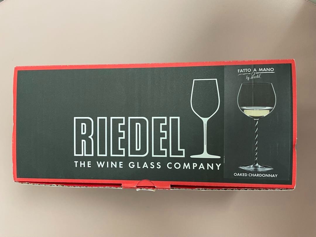 Riedel Fatto A Mano Oaked Chardonnay Black White Twisted Wine