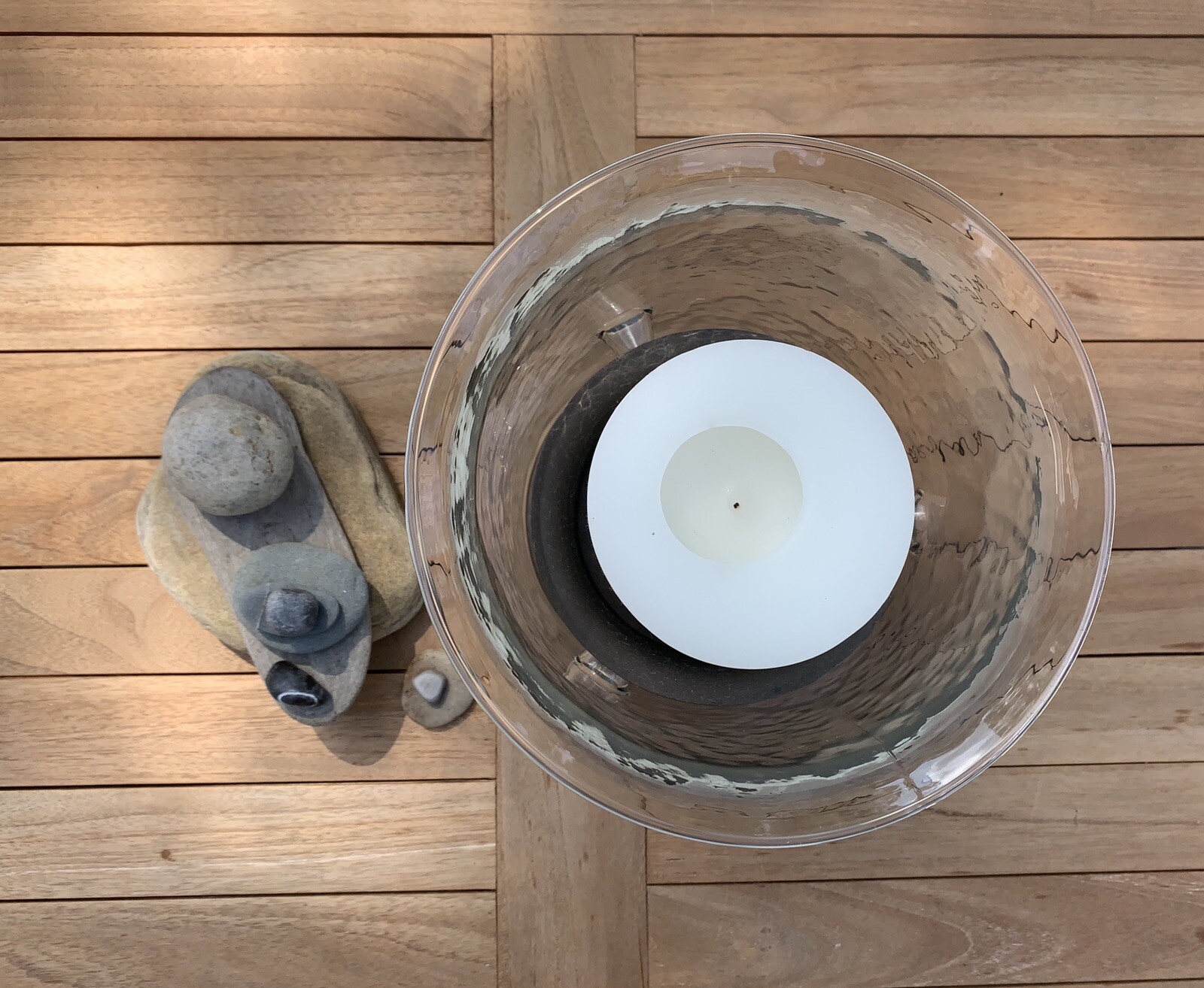 Clear Wavy Blown Glass Round HURRICANE/ CANDLE HOLDER SUNDANCE CATALOG