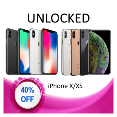 Apple iPhone X/XS 64GB 256GB Fully Unlocked Verizon T-Mobile (GSM + CDMA)