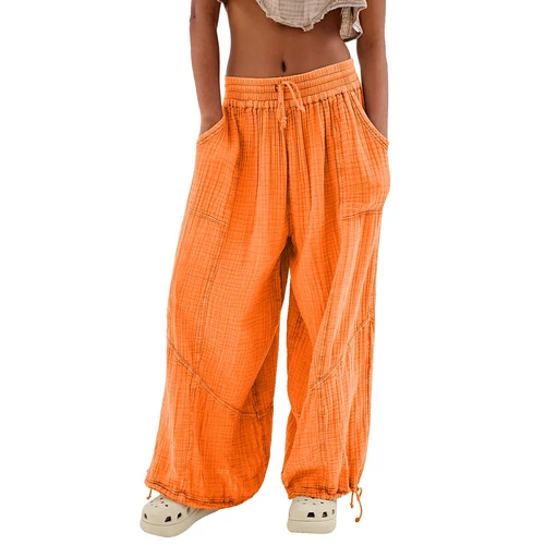 Women's Cargo Pants Baggy Wide Leg Loose High Waist Pockets Sweatpants Trousers - Picture 43 of 48