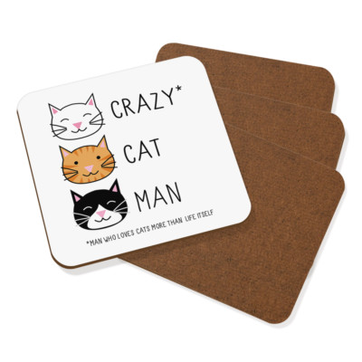 Crazy Cat Mann Untersetzer Getränke Matte 4er Set - Lustiges Kätzchen