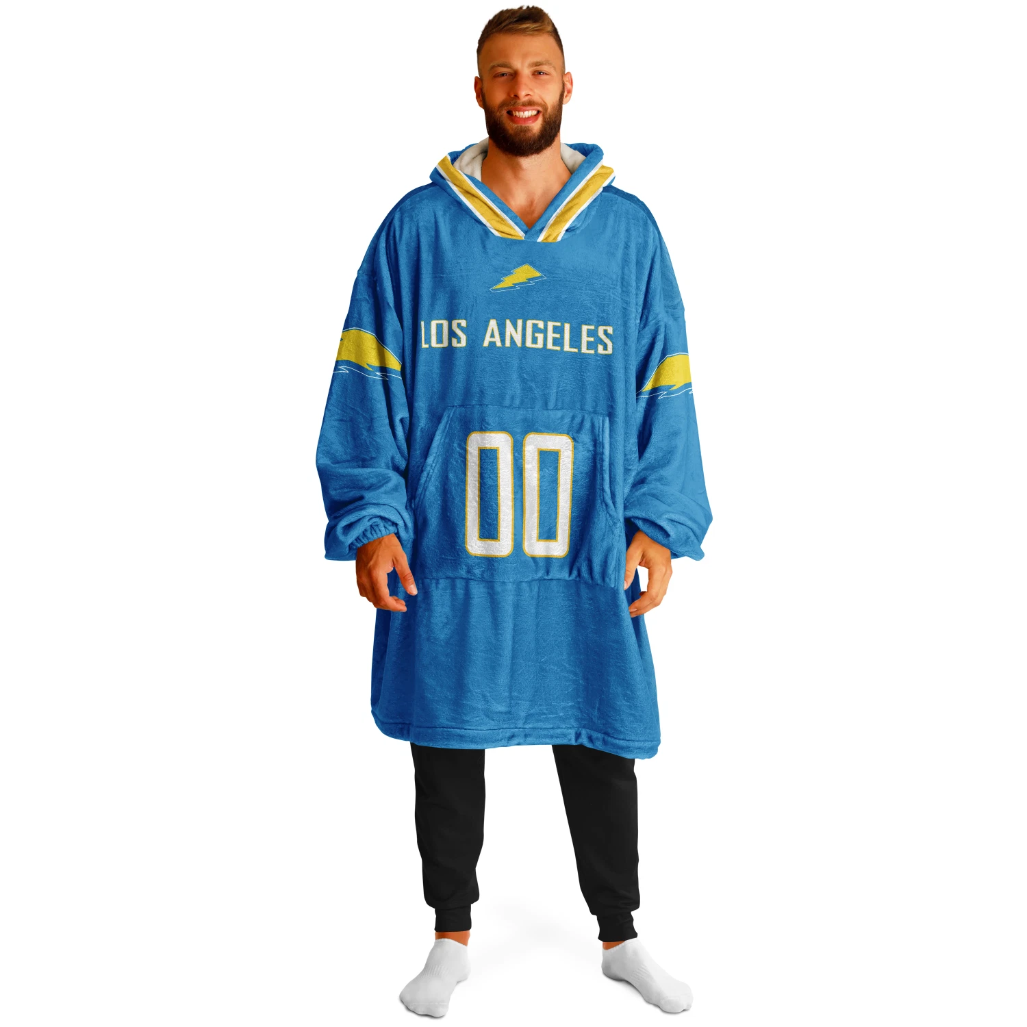 Personalized Los Angeles Unisex Adult Hoodie Blanket | Football Wearable Blanket