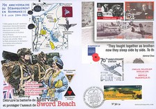 Maxi FDC FRANCE-ISLE OF MAN "70 years D-DAY / 6th Airborne Queen ELIZABETH" 2014
