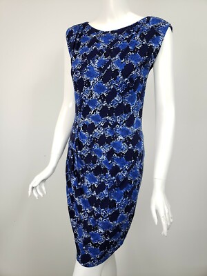 REBECCA TAYLOR Blue Navy White Snake Print Knit Jersey Dress sz S | eBay