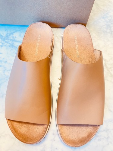 KELSI DAGGAR Brooklyn Leather Wrapped Squish Slides Flats Size 9.5 BRAND NEW - Foto 3 di 8