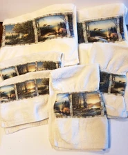 Blonder Home Accents Terry Redlin Paintings Bath Towel Set 1984 6-Piece White