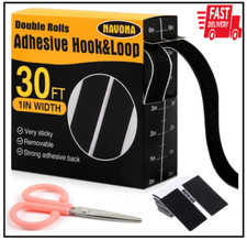 30Ft X 1 Inch Hook and Loop Strips with Adhesive, Double Rolls of Heavy Duty Sel