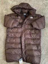 The North Face Longline Puffa Coat Brown Ladies 14-20 Oversized Rrp £300