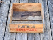 E.L. Husting Beverages Wood Crate Box 16-1/2 x 17 x 6 Vtg Advertising ELH Soda