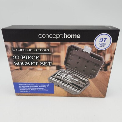 Concept Home 37 Piece Household Tools Socket Set With Storage Case New