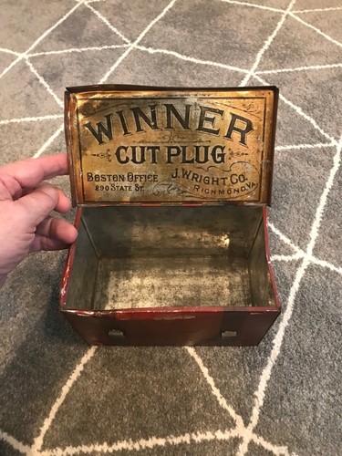 Rote antike J Wright Co Tabak Blechdose Werbung Winner Cut Plug Richmond, VA