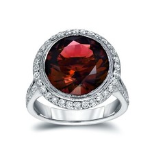 Wonderful 5.80 Carat Round Cut Rubellite Tourmaline White CZ Halo RIng In 925 SS