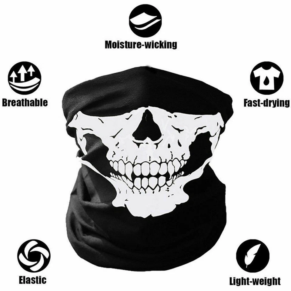 Half Skull Face Mask Bandana Balaclava Headwear For Motorcycling - Image 3 of 4