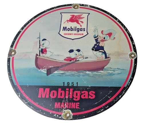 Vintage Mobil Gasoline Sign - Marine Socony Gas Pump Plate Porcelain ...