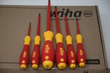 Wiha 6pc Slotted Soft Finish 1000V VDE Insulated Electrical Screwdriver Set