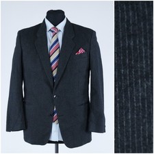 Mens Vintage Blazer 40S UK Size Pure Wool Sport Coat Dark Grey Jacket