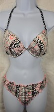 Victoria  s Secret Fabulous Bikini Set 36C M NWT Push Up Halter Ruffle Cheeky