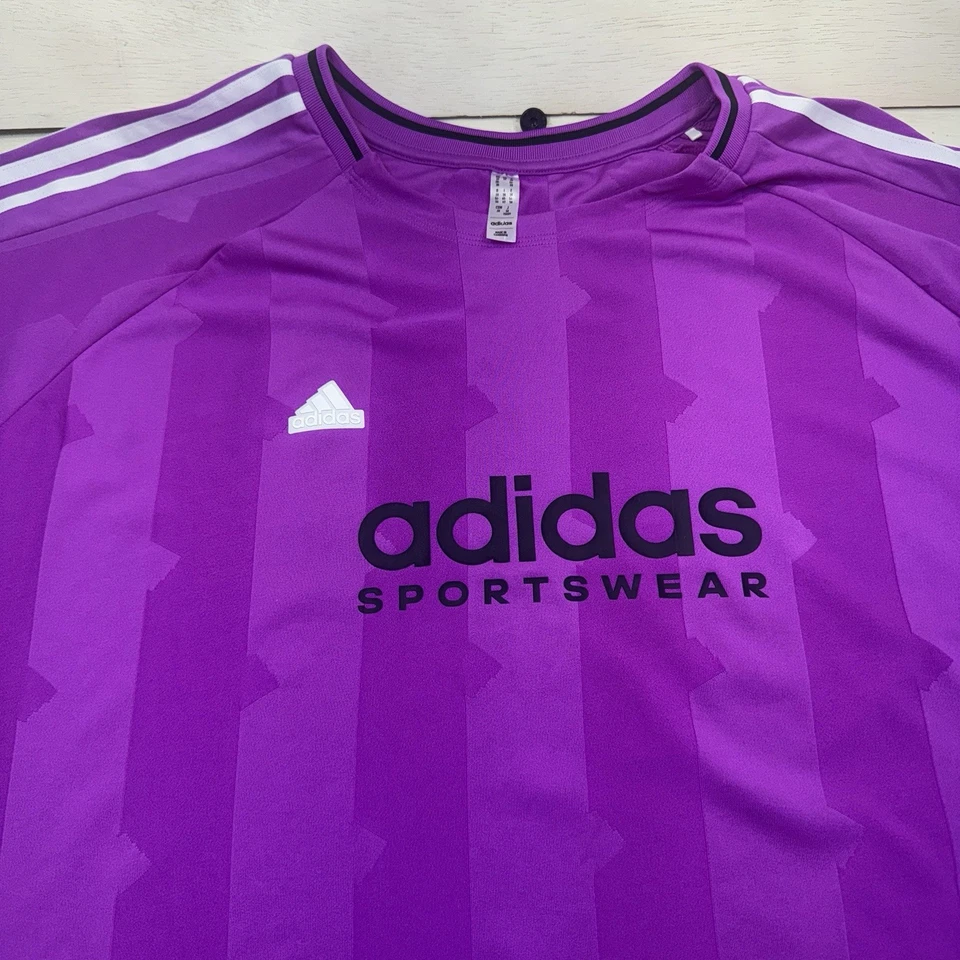 Adidas Мужская Poly Sport Джерси футболка рукав экипажа фиолетовый в полоску размер 3 X - Изображение 3 из 4