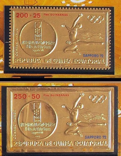 EQUATORIAL GUINEA 1972 OLYMPICS MNH/** Perf + Imperf Ovpt GOLD Foil Booklets - Picture 2 of 4