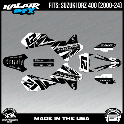 Graphics kit for Suzuki DRZ400 SM, S and E (2000-2024) Shaders Series - White