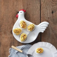 Colonial Tin Works Rooster Deviled Egg Platter, 8-inch Width, Kitchen, Kitchen 