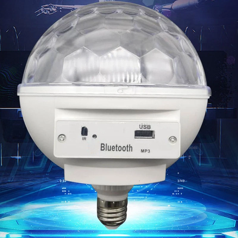 Colorful LED Revolving Stage Light Magic Ball Light Bluetooth E27 Disco Light a - Image 3 of 4