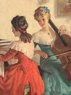 Frederic Mizen Vintage Lithograph “The Recital” on Board – 30x24