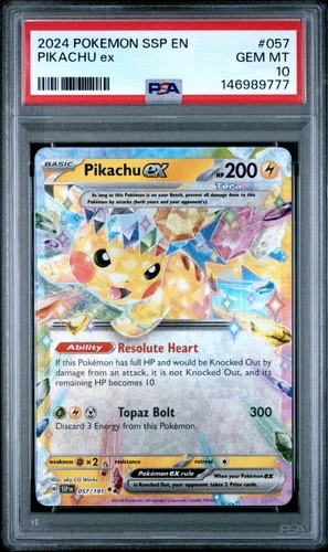 2024 POKEMON SSP EN-SURGING SPARKS #057 PIKACHU EX PSA 10