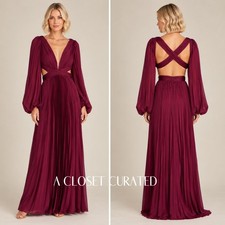 Mac Duggal Pleated Open Back Maxi Gown 4 Red NWT Style 26737