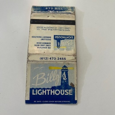 Billy's Lighthouse Long Lake MN Vintage Matchbook Cover TMM2-2