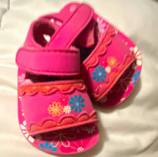 Baby Girls Pink Floral Sandals Hook Loop Adjustable Strap Synthetic Casual
