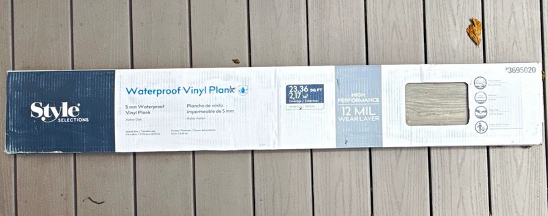 Style Selections Waterproof Wood Look Vinyl Plank 7.13x48 Gray 23.6sf 12mil