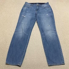 Jag Jeans Womens 10 Blue Denim Medium Wash Distressed Carter Girlfriend Straight