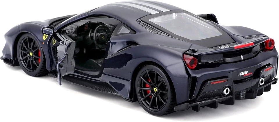 Modello auto Bburago Ferrari 488 Pista, nera Scala 1:24 (18-26026) Idea regalo - Immagine 2 di 4