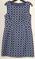 Tahari Arthur A Levine Dress Women’s 10P Blue White Striped A Line Sleeveless