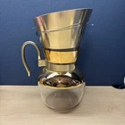 Vintage WILBUR CURTIS Pyrex Glass Pour Over Coffee Pot w/Metal Strainer