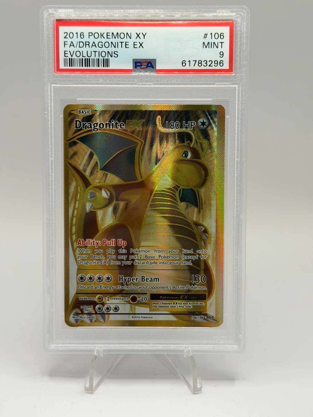2016 POKEMON XY EVOLUTIONS #106 FULL ART/DRAGONITE EX PSA 9