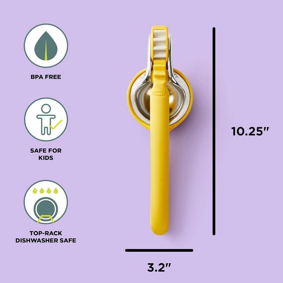 Exprimidor de cítricos Chef's Freshforce: exprimidor manual de 10,25”, apto para lavavajillas, amarillo Foto 3 de 4