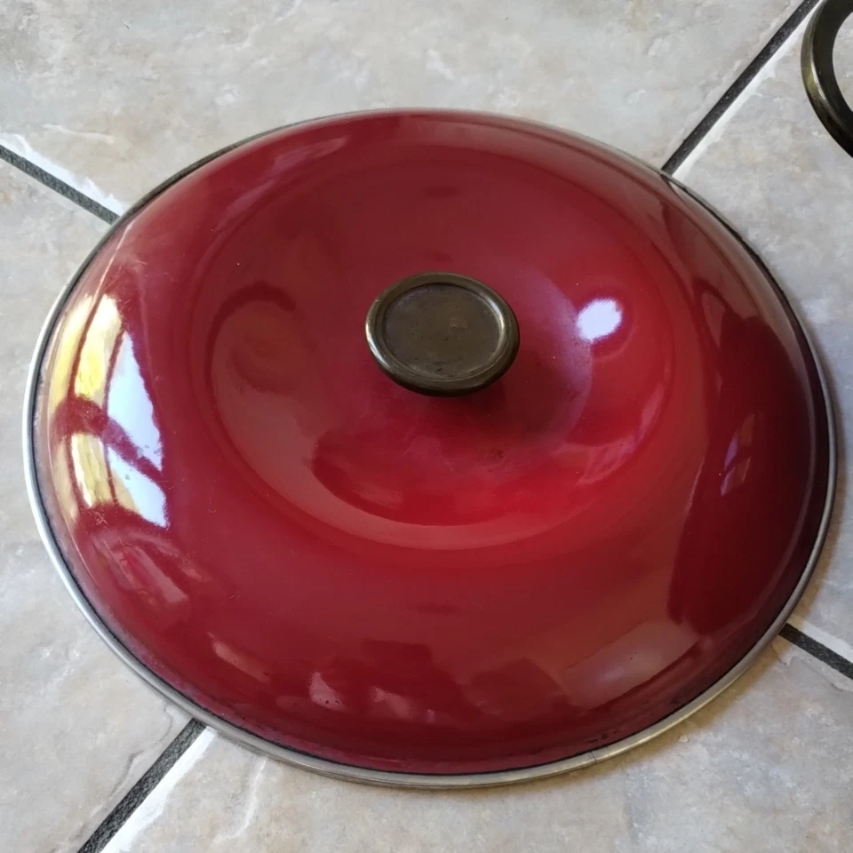 Vintage COPCO Sam Lebowitz enamel Pot  w brass handle SPAIN 5QT ( 4.8 L ) - Image 2 of 4