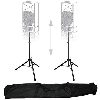 Two Ultimate Support TS-100B Aluminum Tripod Speaker Stand + Bag Bundle