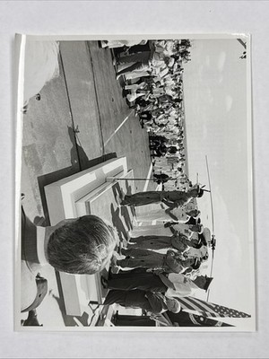 NASA Apollo 17 Cernan Address Personnel Guests After Splashdown Press Photo B/W