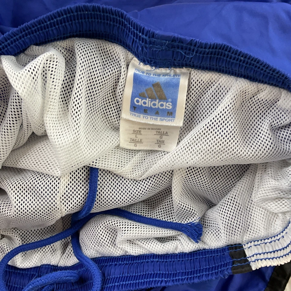 Pantalones deportivos Adidas Winbreakers vintage forrados de malla azul blanco años 90 para hombre talla L logotipo Foto 2 de 4
