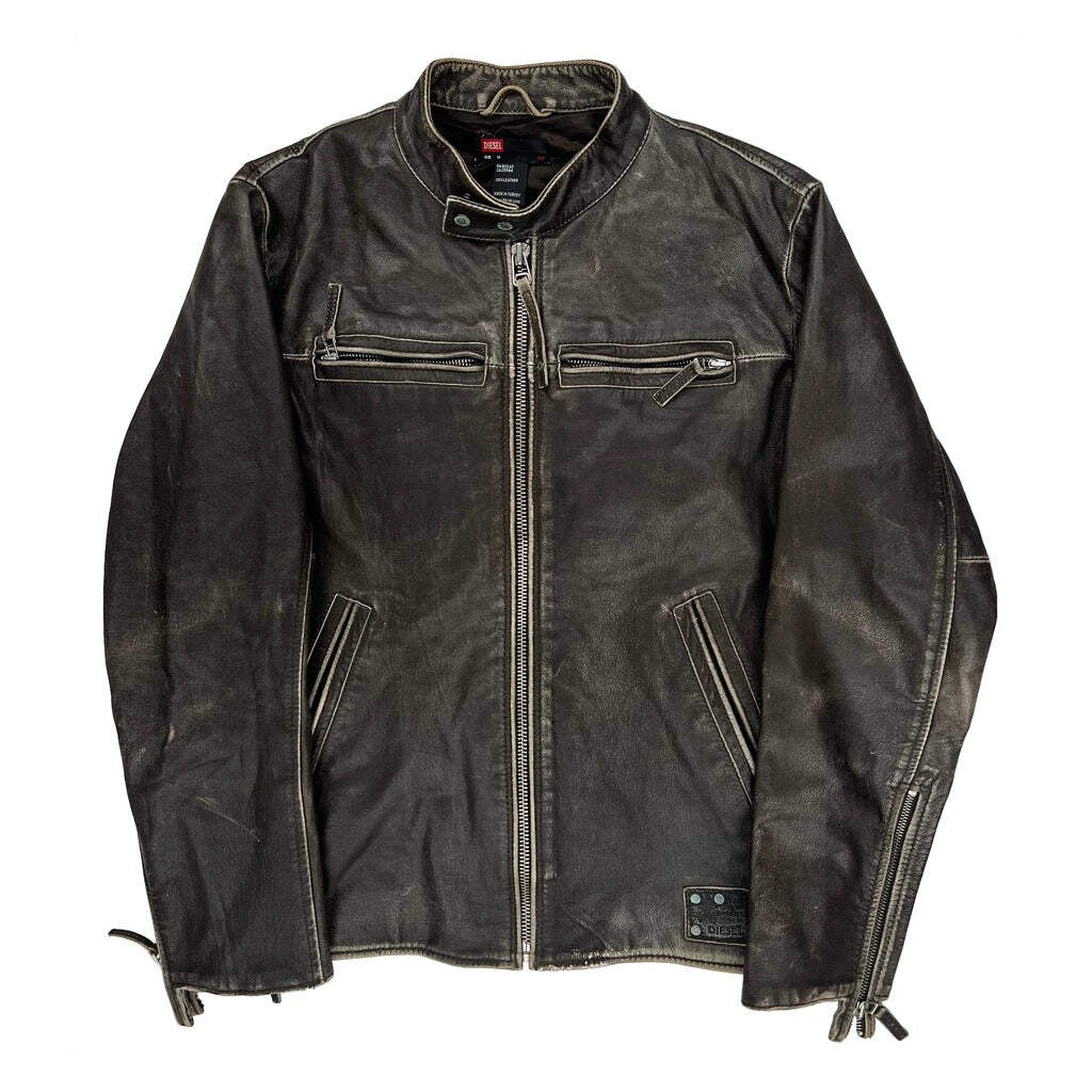 Diesel Leather Jacket - Medium Black Leather