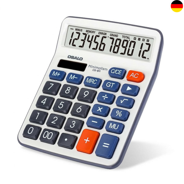 Osalo Taschenrechner Tischrechner FüR BüRo 12-Stellig, GroßE Tasten, Lcd Anzeige-image