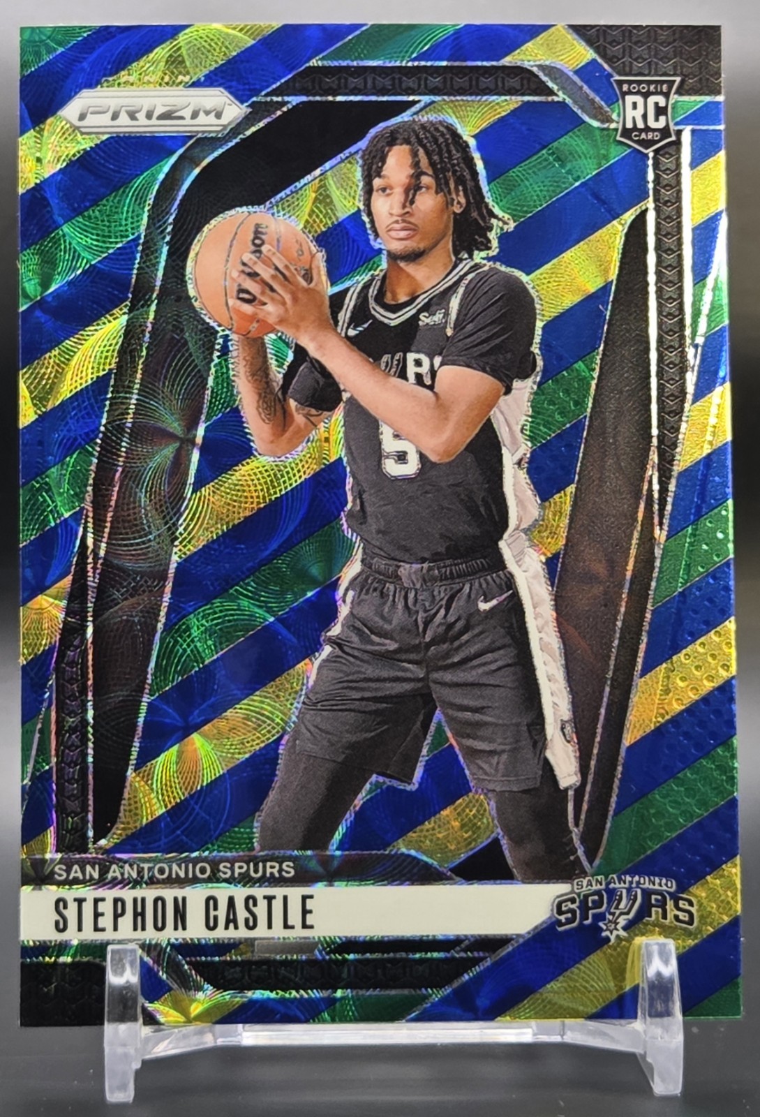 Stephon Castle 2024-25 Panini Prizm #234 Choice Blue Yellow Green Prizm (RC)