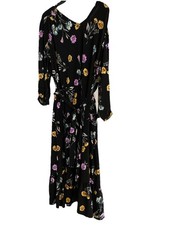 Clearance Allison Daley Plus Size 3X Black Wildflower Mix 3/4 Sleeve Midi Dress