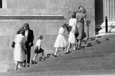 Royal wedding dress designer David Emanuel Walks up steps of St Pa- Old Photo