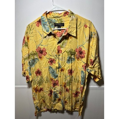 Tori Richard Mens XL Yellow Hibiscus Floral Viscose Hawaiian Aloha Shirt USA