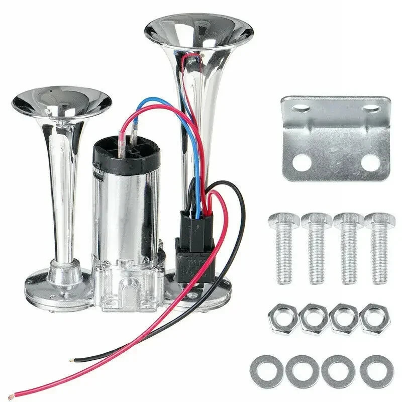 Clacson Elettrico Tromba D'aria Super Forte 12V Compressore per Camion Auto Moto - Immagine 1
