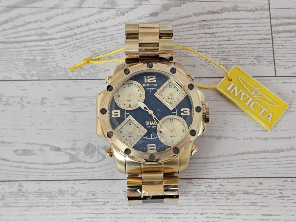 Invicta SHAQ Mens 58mm Quartz Stainless Steel Gold Tone Watch 33867 Night Glow - Image 2 of 4